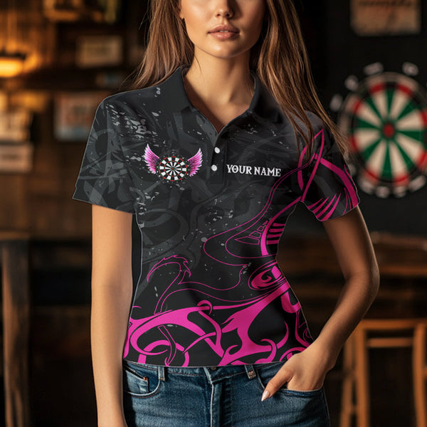 Personalized Pink Black Arrow Wings Dart Shirt For Women Custom Dart Jerseys TDM3596