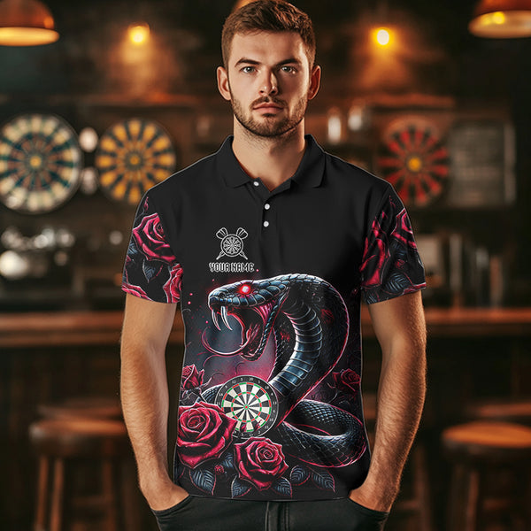 Personalized Rose And Dartboard Custom Cobra Snake Dart Shirt For Men, Dart Jerseys Polo & 1/4 Zip TDM3749