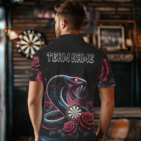 Personalized Rose And Dartboard Custom Cobra Snake Dart Shirt For Men, Dart Jerseys Polo & 1/4 Zip TDM3749