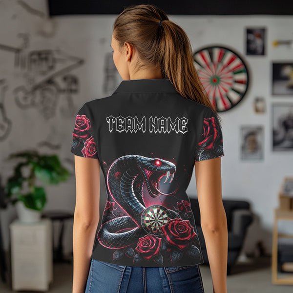 Personalized Rose And Dartboard Custom Cobra Snake Dart Shirt For Women, Dart Jerseys Polo & 1/4 Zip TDM3749