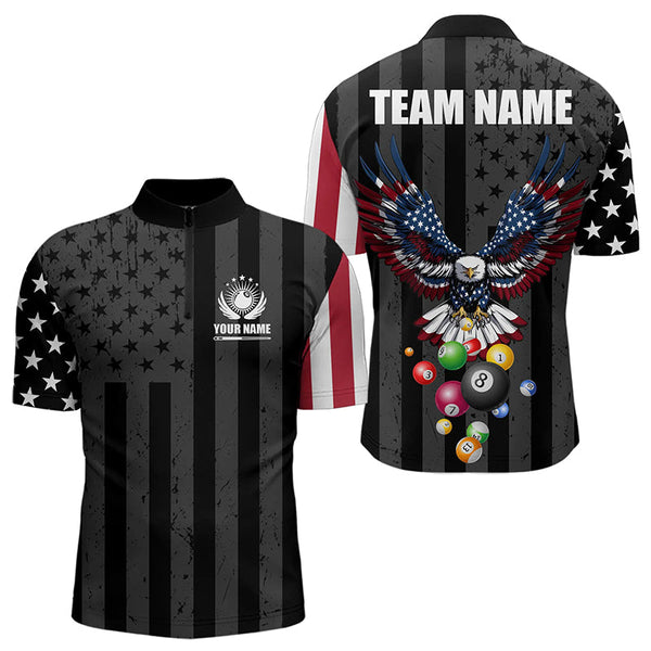 Personalized Eagle American Flag Billiard Balls Pool Shirt For Men, Patriotic Billiard Shirt Jersey TDM3252