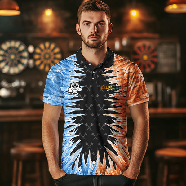 Blue And Orange Icy Men Dart Shirt With Pocket Option Custom Dart Jersey TDM3757
