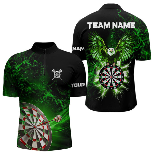 Custom Green Lightning Eagle Dart Shirt For Men, Dart Jersey Pocket Option TDM3763