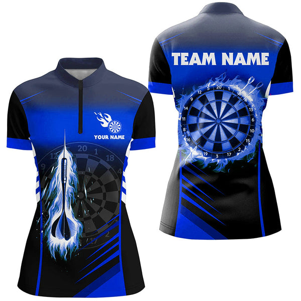 Personalized Darts Fire Arrow Women Dart Polo Shirts Custom Flame Dart Shirt Darts Jersey | Blue TDM2276