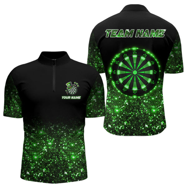 Custom Green Glowing Dartboard St Patrick Day Dart Shirts For Men, Luckiest Shamrock Dart Jerseys TDM3612