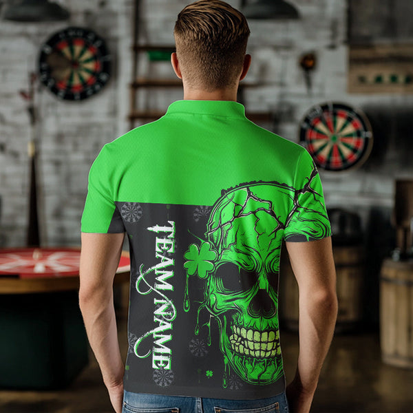 Personalized Green Shamrock Skull Dart Shirts For Men Custom Saint Patrick Day Dart Jerseys Outfit TDM3613