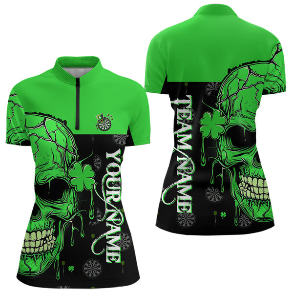 Personalized Green Shamrock Skull Dart Shirts For Women Custom Saint Patrick Day Dart Jerseys Outfit TDM3613