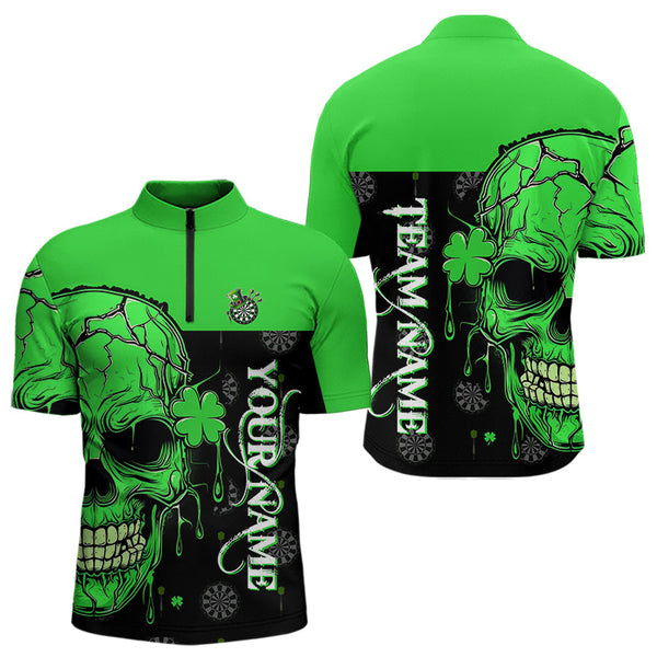 Personalized Green Shamrock Skull Dart Shirts For Men Custom Saint Patrick Day Dart Jerseys Outfit TDM3613