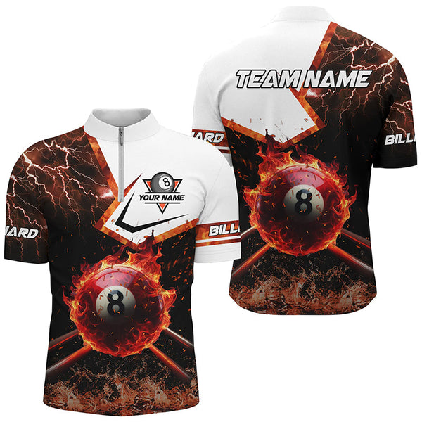 8 Ball Pool Burning With Fire Flame Custom 3D Billiard Shirts For Men, Billiard Jerseys Gifts TDM2289