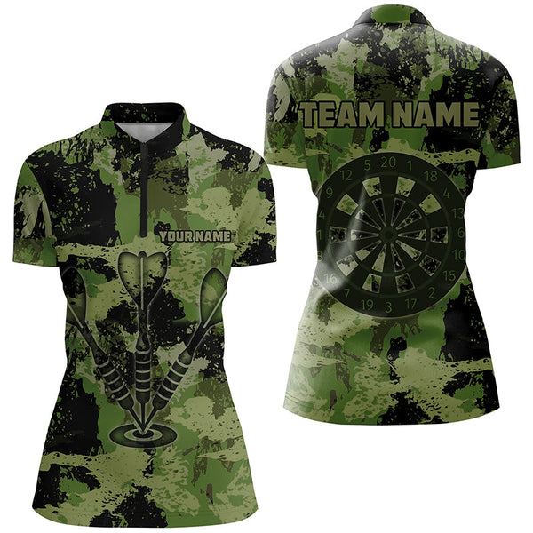 Custom Grunge Green Camo Darts Arrow Shirts For Women, Retro Darts Jerseys, Father's Day Darts Gifts TDM1660