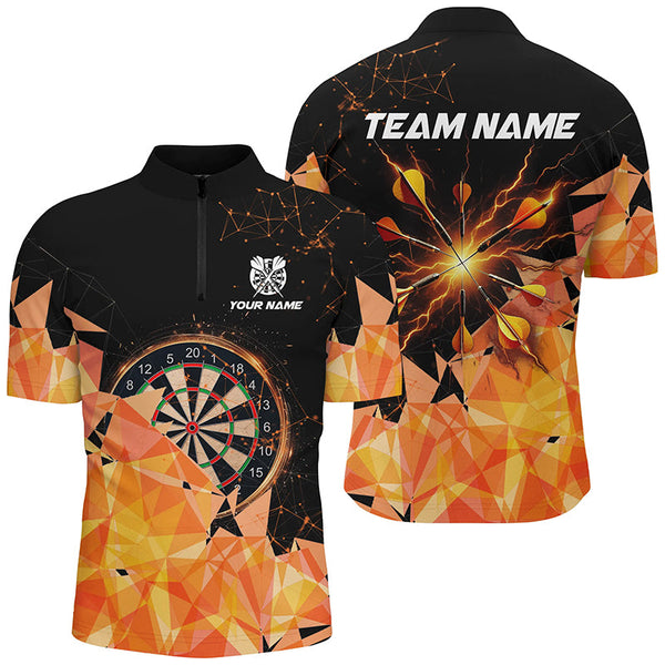 Orange Darts Arrow Thunder Lighting 3D Darts Polo & Quarter-Zip Shirts For Men Custom Darts Jerseys TDM1667