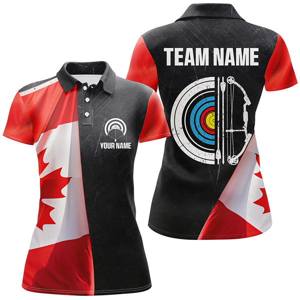 Personalized Retro Canada Flag Archery Shirts For Women Custom Patriotic Archery Jersey For Archer TDM2079