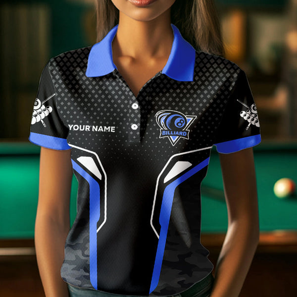 Black And Blue 8 Ball Pool Wings Custom Camo Billiard Shirt For Women, 8 Ball Billiard Team Jersey TDM3484