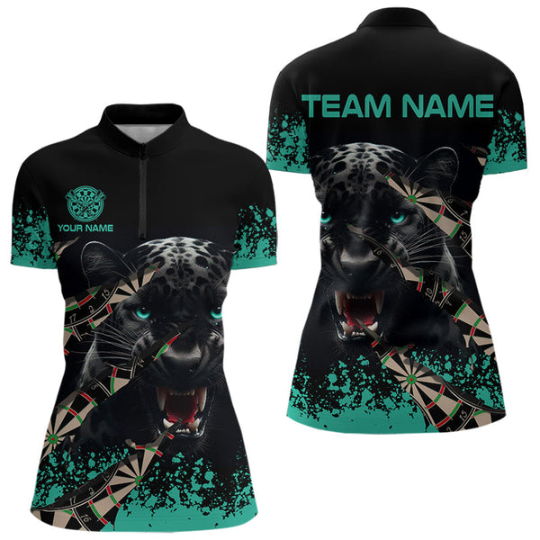 Teal Grunge Panther Dart Shirt With Pocket Option For Women Custom Dart Jersey TDM3620