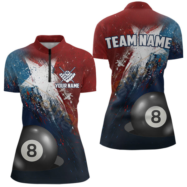 Personalized Grunge Texas Flag 8 Ball Billiard Pool Shirt For Women, Patriotic Texas Billiard Jerseys TDM3631