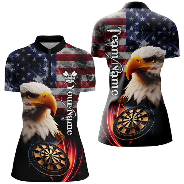 Personalized Eagle Darts Board Smoke US Flag Women 3D Darts Shirts, Patriotic Darts Team Jerseys TDM1684