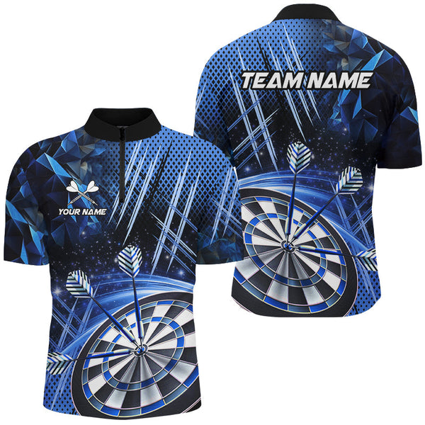Personalized 3D Glitter Men Darts Shirts Custom Team Dart League Shirts Dart Jerseys |Blue TDM2580