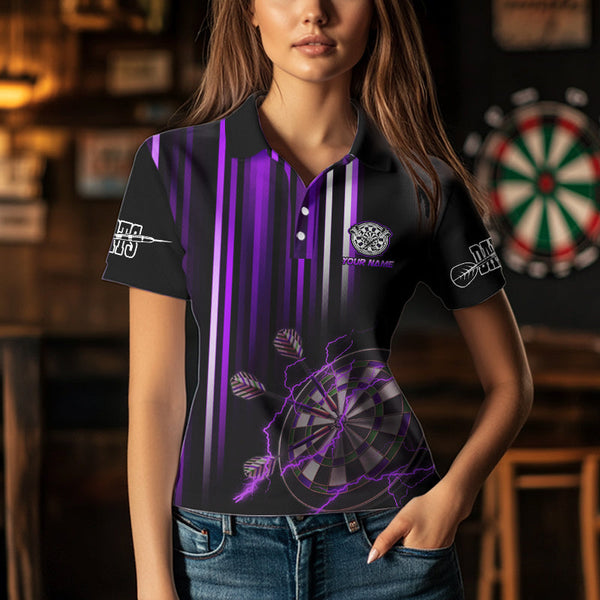 Purple Throwing Skills Loading Custom Dart Shirt For Women With Pocket Option TDM3788