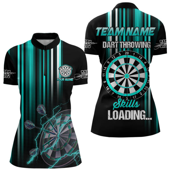 Turquoise Throwing Skills Loading Custom Dart Shirt For Women, Pocket Option TDM3789