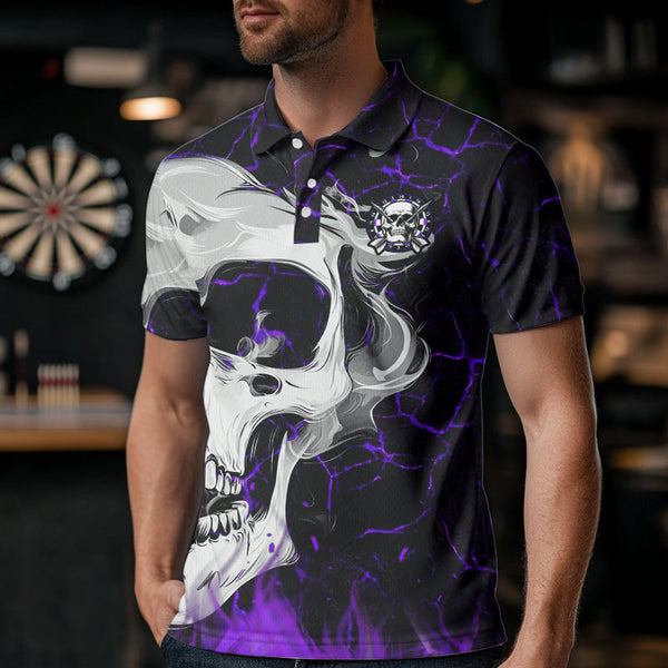 Personalized Purple Glowing Fire Crack Skull Dart Shirt Custom Dart Shirts For Men Dart Team Jersey TDM3493