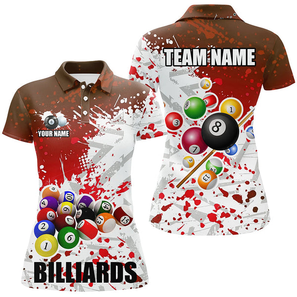 Personalized Red Billiard Balls Paint Splash Women Billiard Shirts, 3D Billiard Jerseys Attire TDM1692