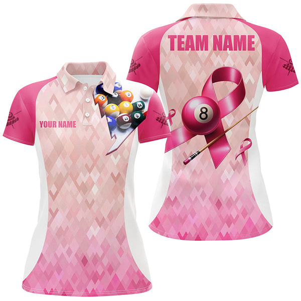 Custom Breast Cancer Pink Ribbon Billiard Shirts For Women, Breast Cancer Awareness Billiard Jerseys TDM2112