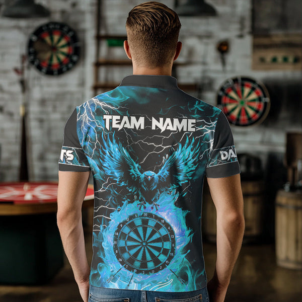 Blue Dart Board Fire Flame Custom Eagle Dart Shirts For Men, Thunder Lightning Dart Team Jerseys TDM3507