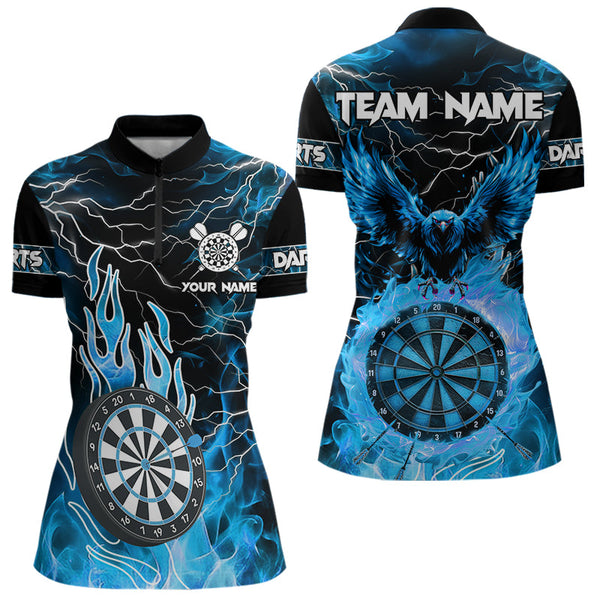 Blue Flaming Custom Eagle Dart Shirt For Women, Thunder Lightning Dart Jersey TDM3507