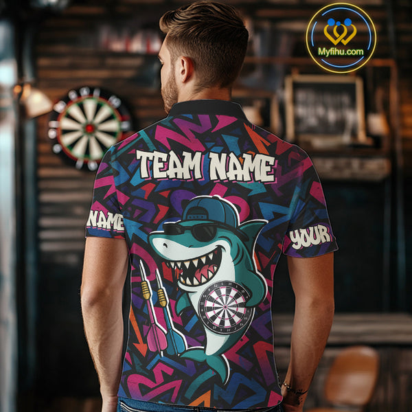 Darts Mode On Funny Shark Graffiti Style Custom Dart Shirts For Men, Dart Jersey Best Darts Outfit TDM4093