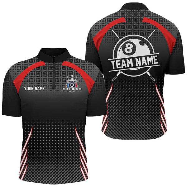 Personalized Billiard Tournament Pool Shirts For Men, Best Custom 8 Ball Billiard Team Jerseys |Red TDM2131
