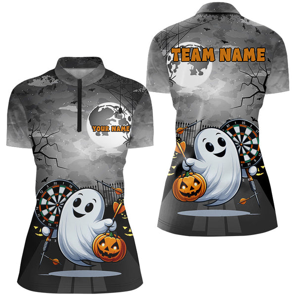 Funny Ghostly Halloween Darts Shirt For Women Custom Halloween Gifts For Darts Lover TDM2628