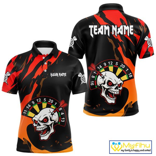 Funny Skull Dart Shirts With Pocket Option For Men Custom Dart Team Jersey TDM4098