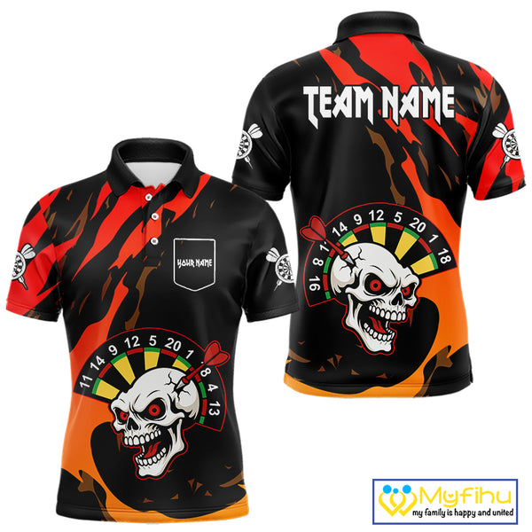 Funny Skull Dart Shirts With Pocket Option For Men Custom Dart Team Jersey TDM4098