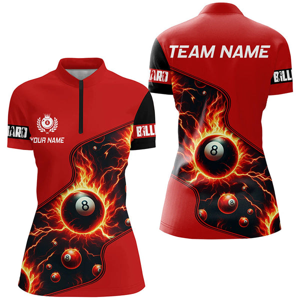 Personalized Red 8 Ball Fire 3D Printed Women Billiard Shirts Custom Billiard Jersey For Pool Player TDM1935