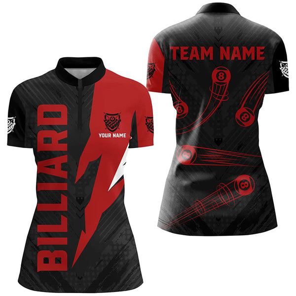 Personalized Billiard Tournament Jerseys For Women, Best 8 Ball Pool Billiard Shirts For Team |Red TDM2401