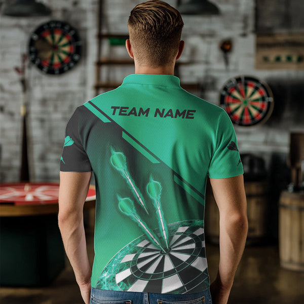 Turquoise Darts Jersey For Men Custom Darts Team Shirt With Pocket Option TDM3519