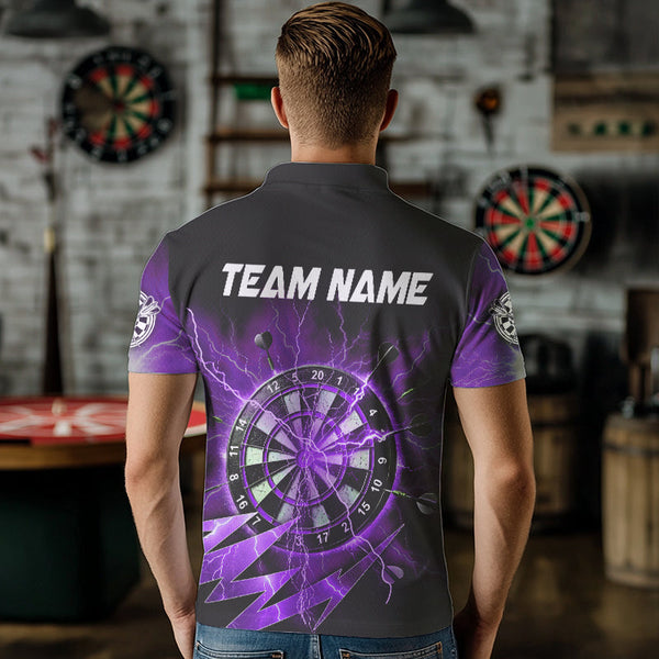Personalized Purple Dartboard Thunder Storm Lighting Dart Shirts For Men Custom Team Dart Jerseys TDM3811