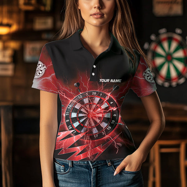 Personalized Red Dartboard Thunder Storm Lighting Dart Shirts For Women Custom Team Dart Jerseys TDM3812