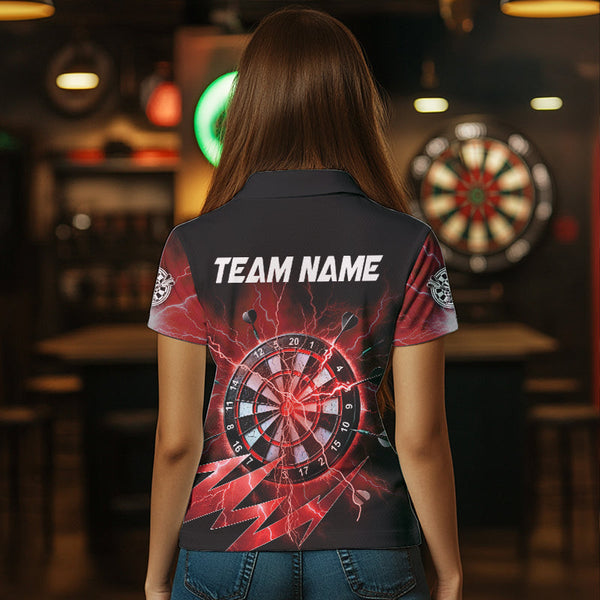 Personalized Red Dartboard Thunder Storm Lighting Dart Shirts For Women Custom Team Dart Jerseys TDM3812