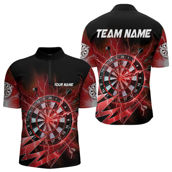 Personalized Red Dartboard Thunder Storm Lighting Dart Shirts For Men Custom Team Dart Jerseys TDM3812