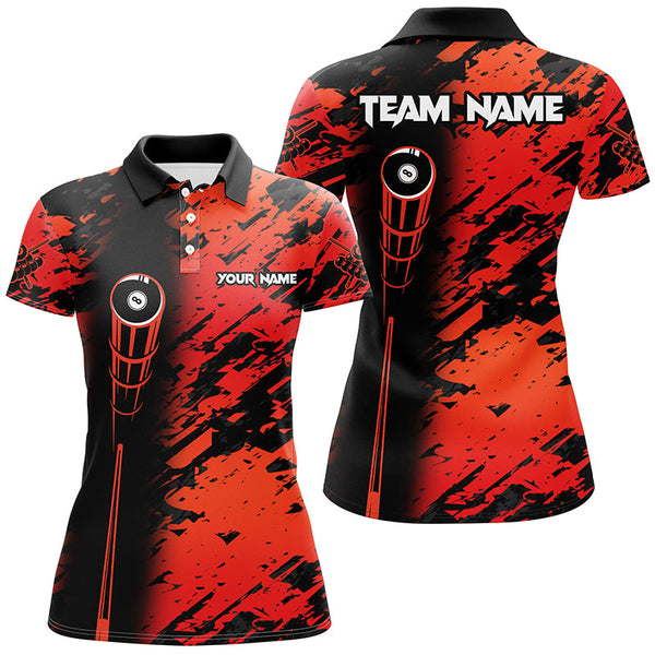 Personalized Billiard Tournament Jerseys Shirts For Women, Best 8 Ball Billiard Shirts For Team | Red TDM1943