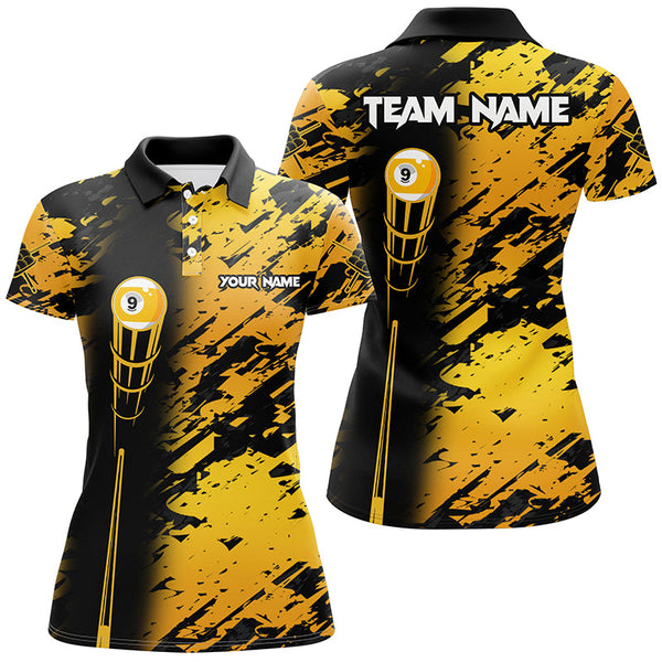 Personalized Billiard Tournament Jerseys Shirt For Women, Best 9 Ball Billiard Shirt For Team |Yellow TDM1945