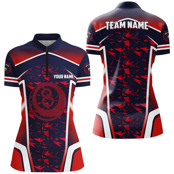 Personalized Name Red 8 Ball Pool Abstract 3D Billiard Shirts For Women Team League Billiard Jerseys TDM2145