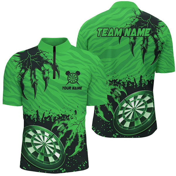 Funny Claw Dartboard Green Men Darts Polo & Quarter-Zip Shirt Custom Team League Darts Shirts TDM2653