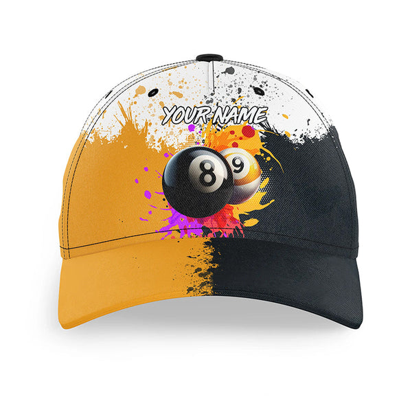 Personalized Billiard 8 Ball & 9 Ball Grunge Style Custom Top Hats Billiard, 3D Billiard Baseball Caps TDM1037