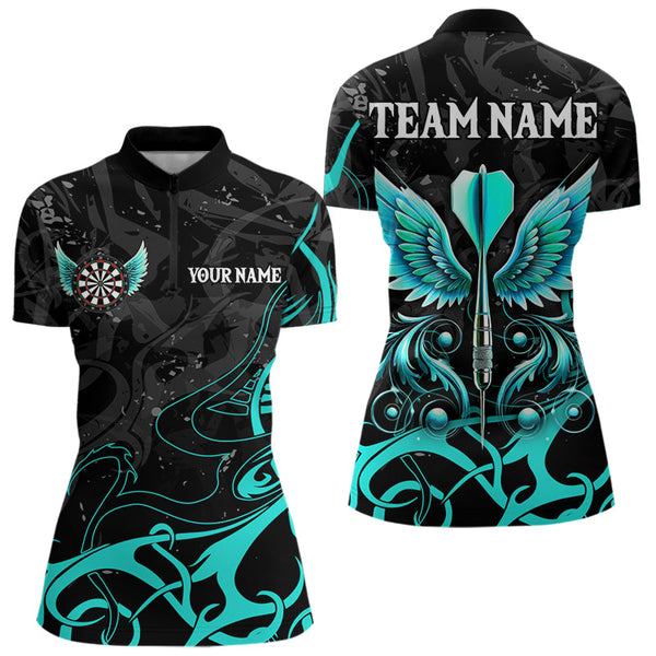 Turquoise Arrow Wings Custom Dart Shirt For Women, Dart Jerseys Pocket Option TDM3668