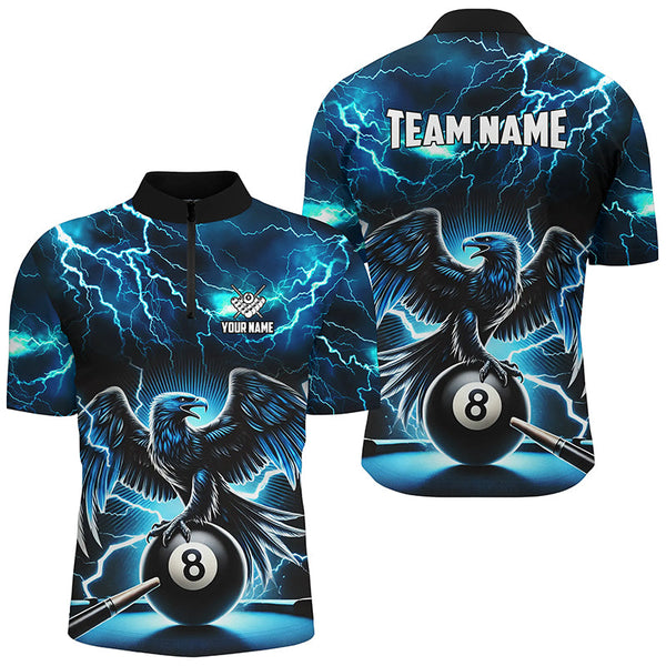 Lightning Thunder Eagle Custom Blue 8 Ball Pool Shirts For Men, Billiard Team League Jerseys TDM2420