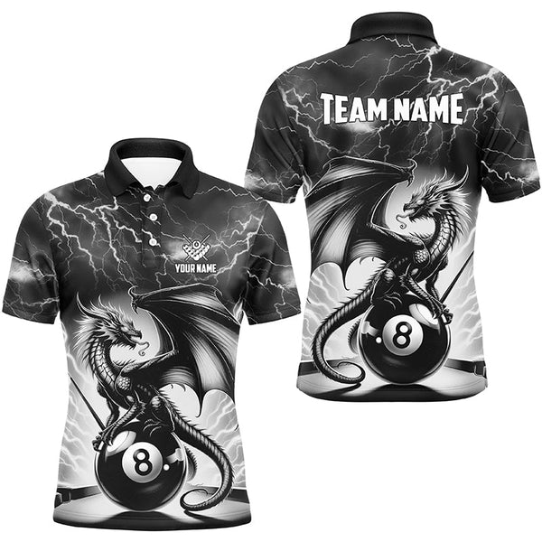 Lightning Thunder Dragon Custom Black 8 Ball Pool Shirts For Men, Billiard Team League Jerseys TDM2431
