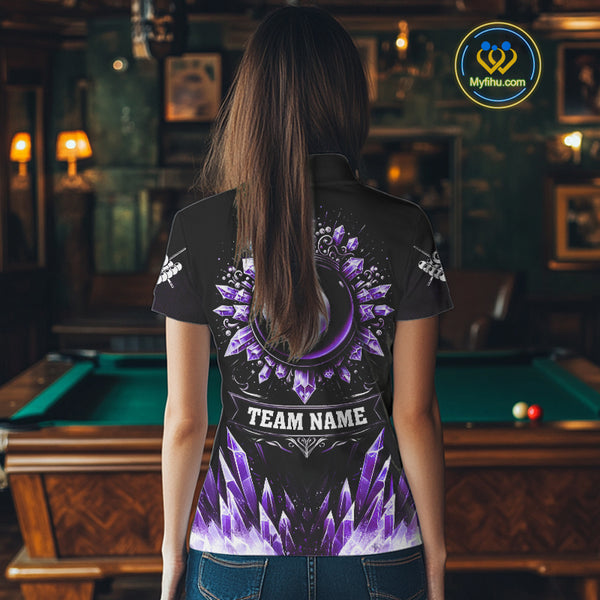 Personalized Purple Icy 8 Ball Pool Crown Billiard Shirt For Women, Funny Billiard Team Jerseys TDM4304