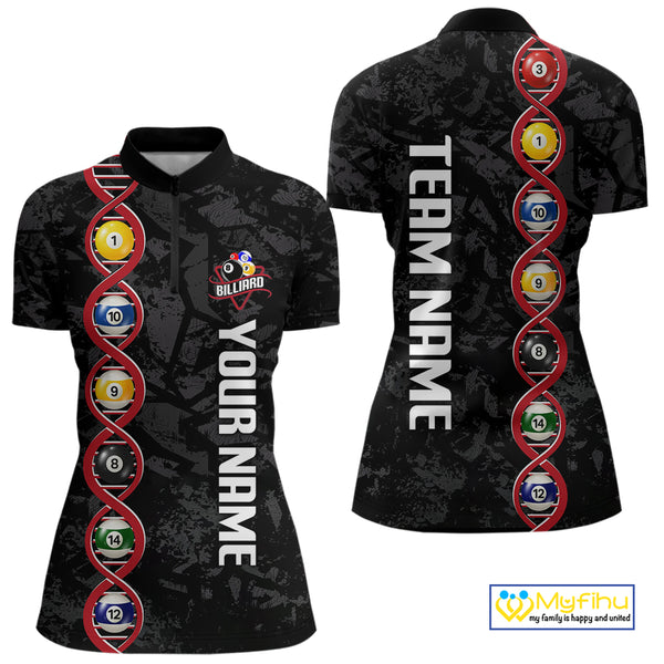 DNA Billiard Shirts For Women Custom Funny Pool Balls Billiard Jerseys Team Polo & Quarter Zip TDM3862